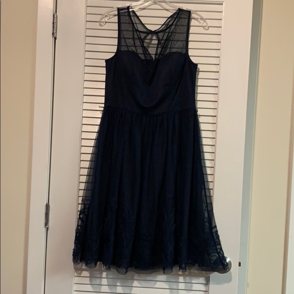 Eliza J Navy Sweethart Neckline Dress